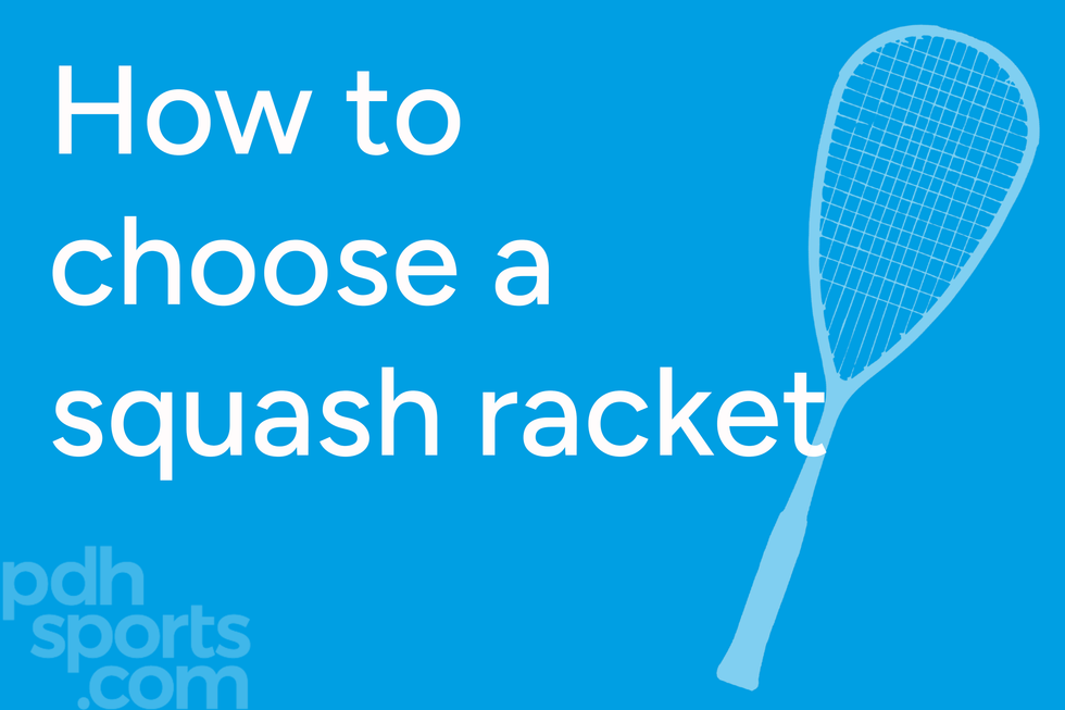 How to choose a squash racket text on blue background