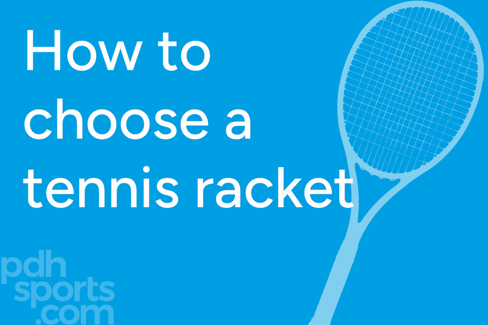 How to choose a tennis racket text on blue background