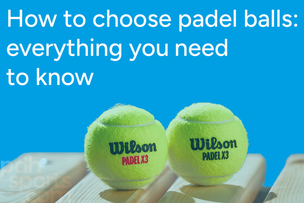 How to choose padel balls text on blue background with two Wilson Padel Balls