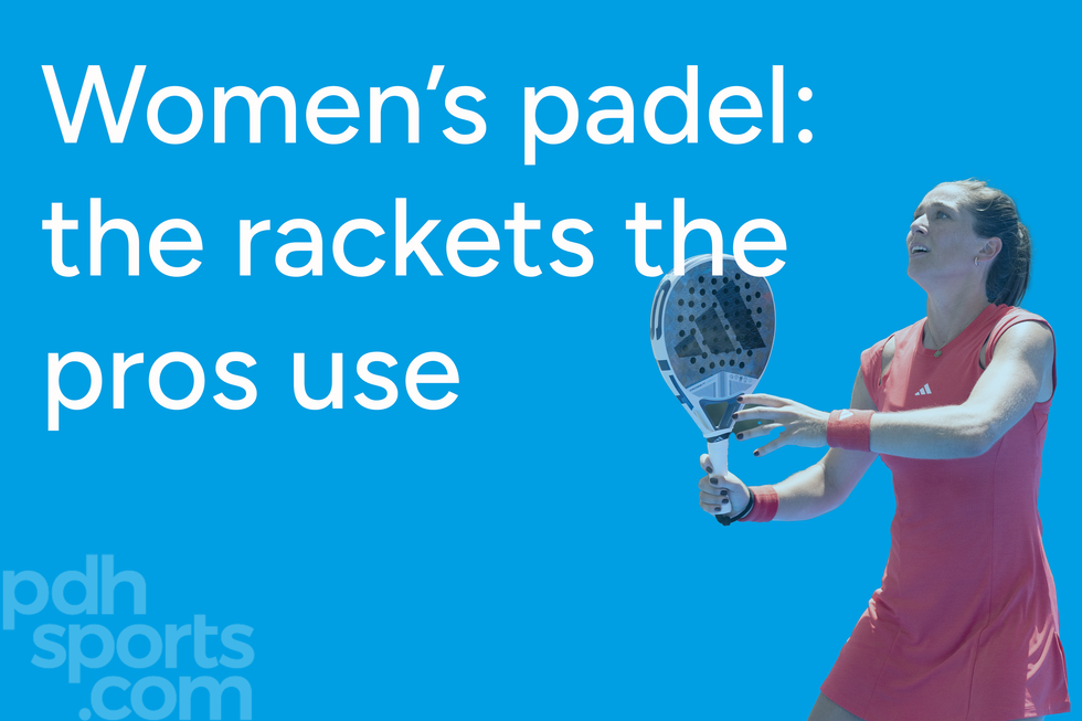 Feature image with article title and female pro padel player