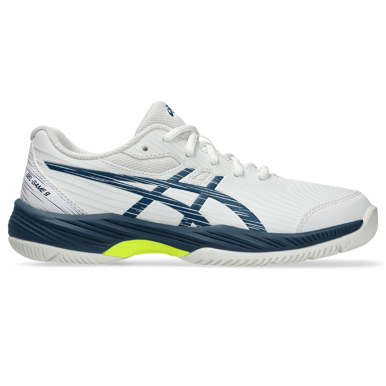 Asics Junior Gel Game 9 Tennis Shoes White Mako Blue PDHSports