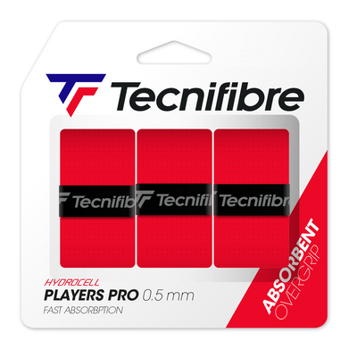 Pack of three Red Tecnifibre Players Pro overgrips
