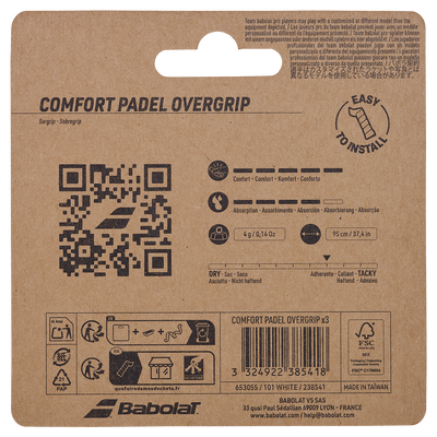 Babolat Comfort Padel Overgrip - 3 Pack White