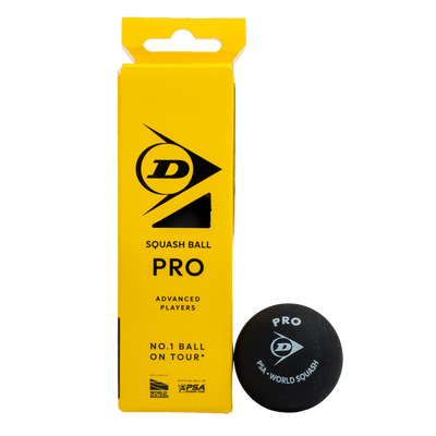 Dunlop Pro Squash Ball - 3 Ball Tube - Double Yellow Dot