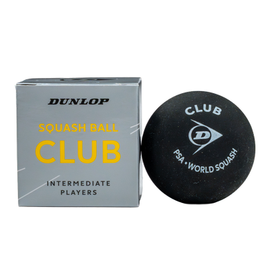 Dunlop CLUB Squash Ball - 1 Ball, Single Yellow Dot
