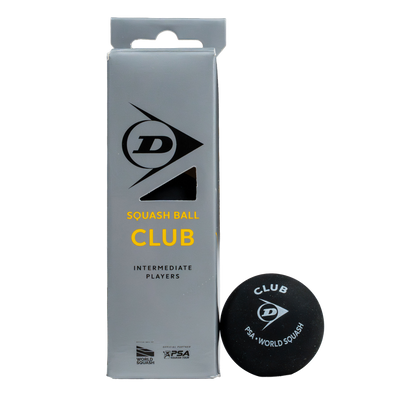 Dunlop CLUB Squash Ball - 3 Ball Tube. Single Yellow Dot