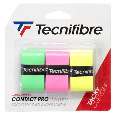 Tecnifibre Contact Pro Overgrip Pink/Yellow/Green - Pack of 3
