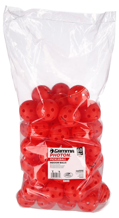 Gamma Photon Pickleball Indoor Ball - 60 Pack Red