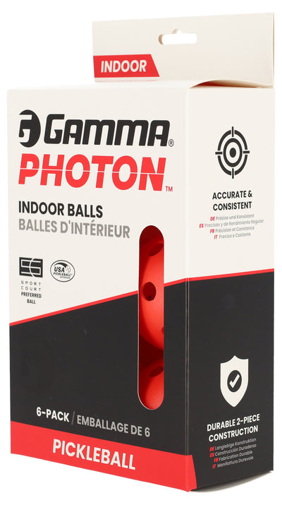 Gamma Photon Pickleball Indoor Ball - 6 Pack Red