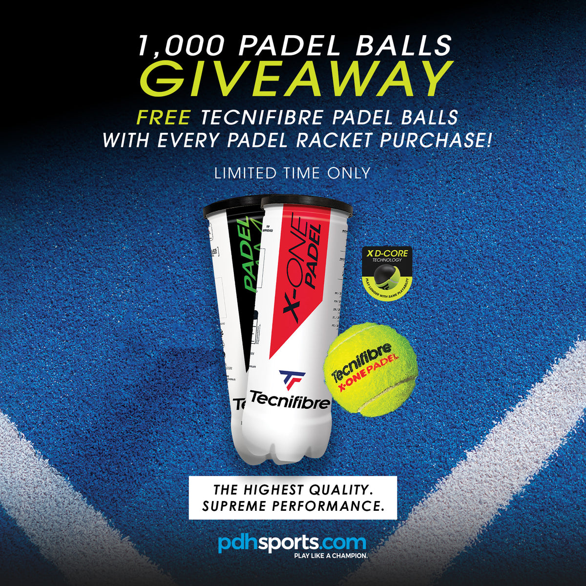 Free tube of Tecnifibre balls with every padel racket purchase today!