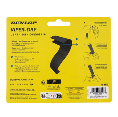 Dunlop ATP Viper-Dry Overgrip 3 Pack White