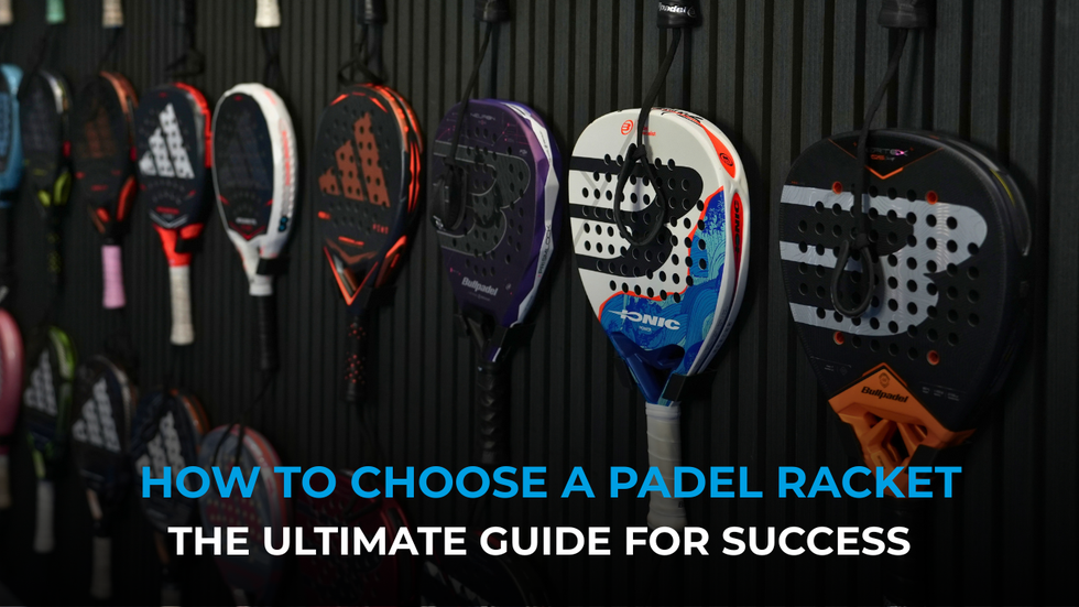 How to choose a padel racket text on blue background