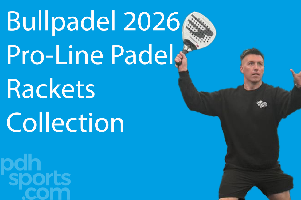 pdhsports player with Bullpadel racket on blue background