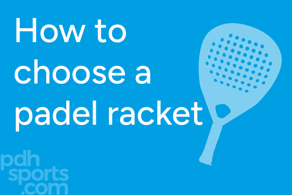 How to choose a padel racket text on blue background