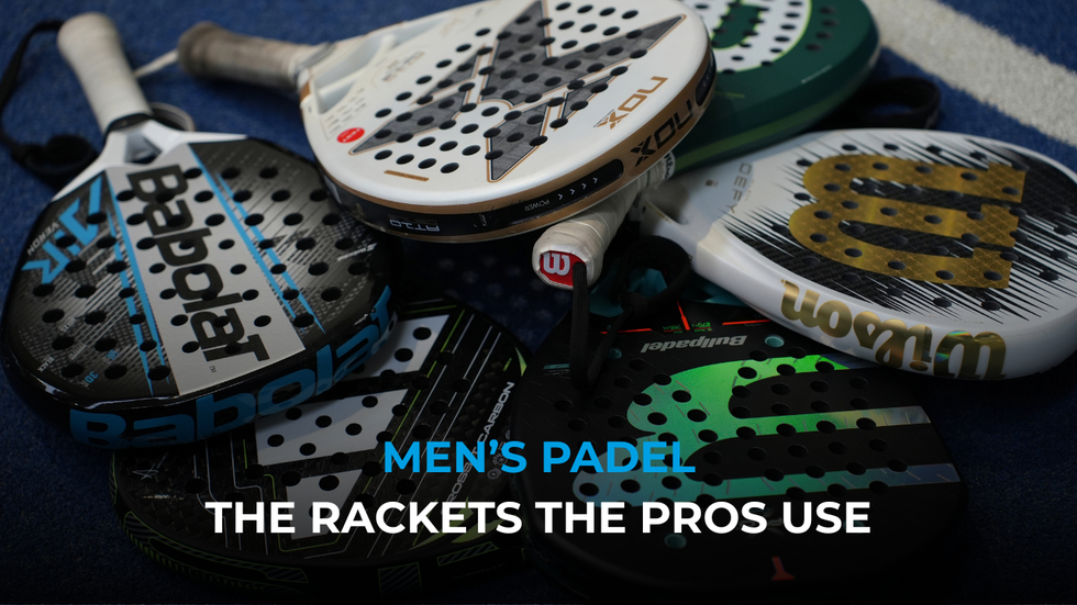 Feature image with article title and male pro padel player