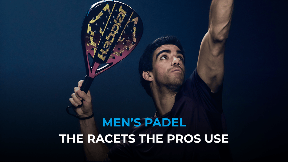 Feature image with article title and male pro padel player