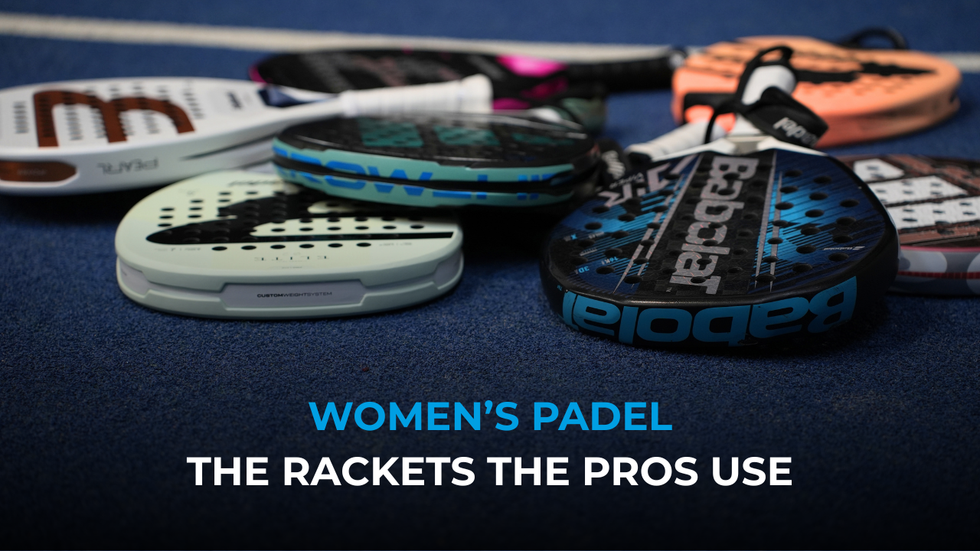 Feature image with article title and female pro padel player