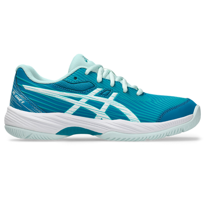 Asics Junior Gel Game 9 Tennis Shoes Pale Mint Blue Expanse