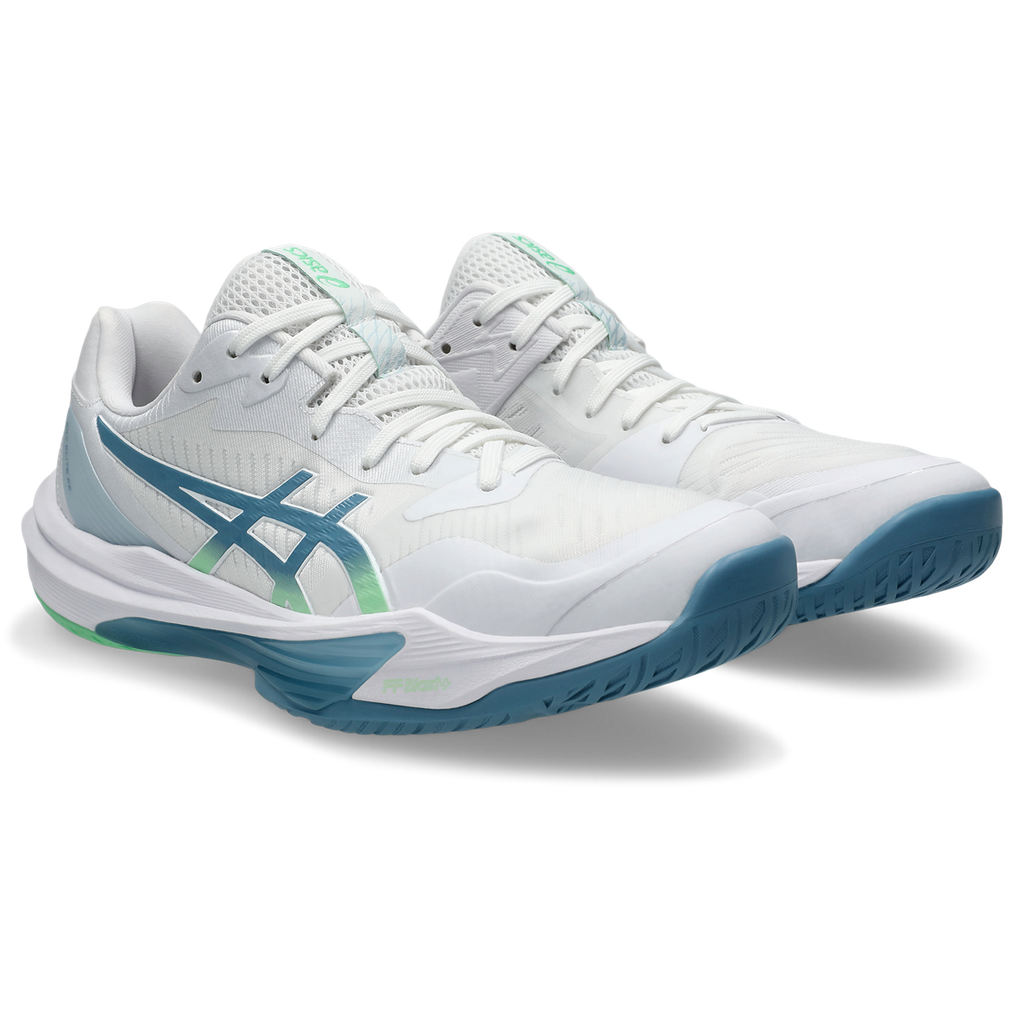 Asics Men's Sky Elite FF 3 Indoor Court Shoes White Saba Blue