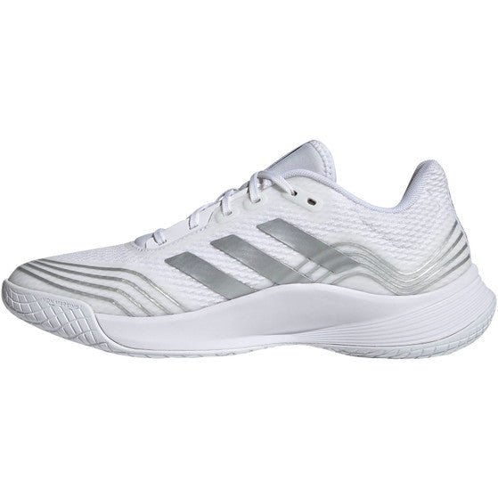 Adidas Women's Novaflight Indoor Court Shoes White Silver Metallic