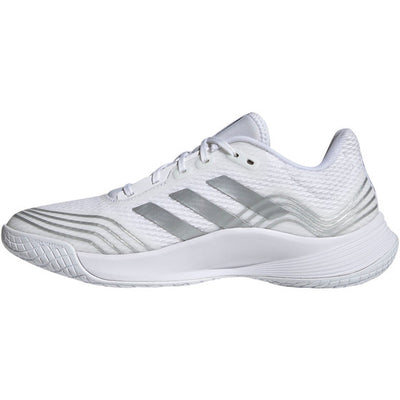 Adidas Women's Novaflight Indoor Court Shoes White Silver Metallic