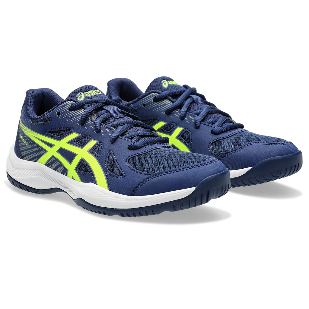 Asics Junior Upcourt 6 Indoor Court Shoes Blue Expanse Safety Yellow