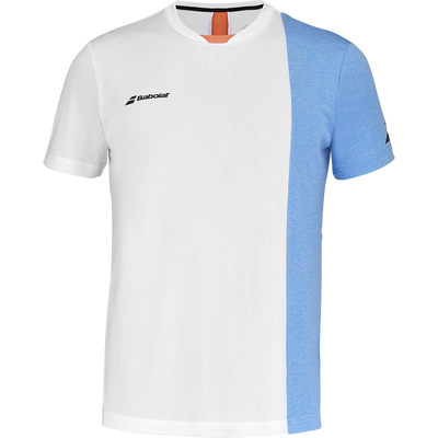 Babolat Men's Play Crew Neck Tee White Blithe Blue