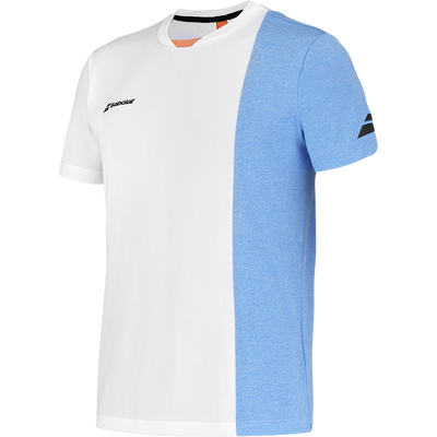 Babolat Men's Play Crew Neck Tee White Blithe Blue