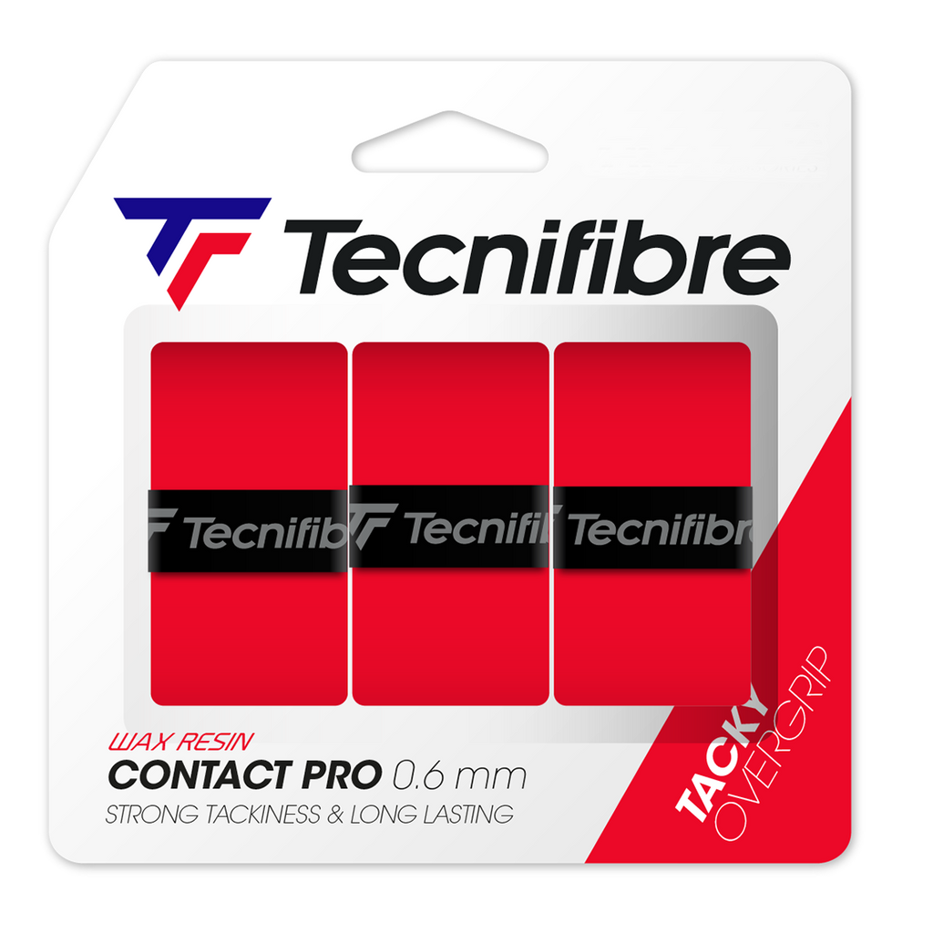 Three red Contact Pro Tecnifibre Overgrips