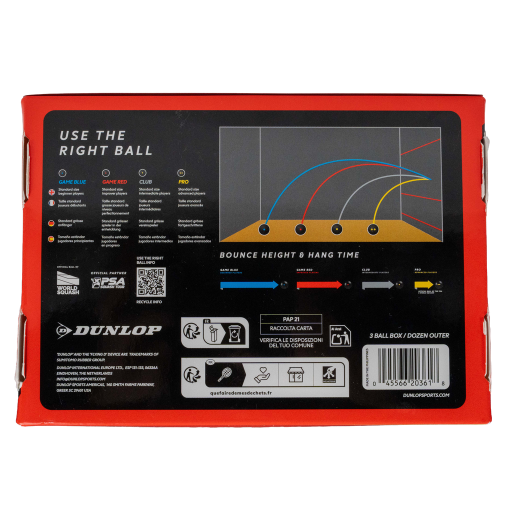 Dunlop GAME Red Squash Ball -  Dozen