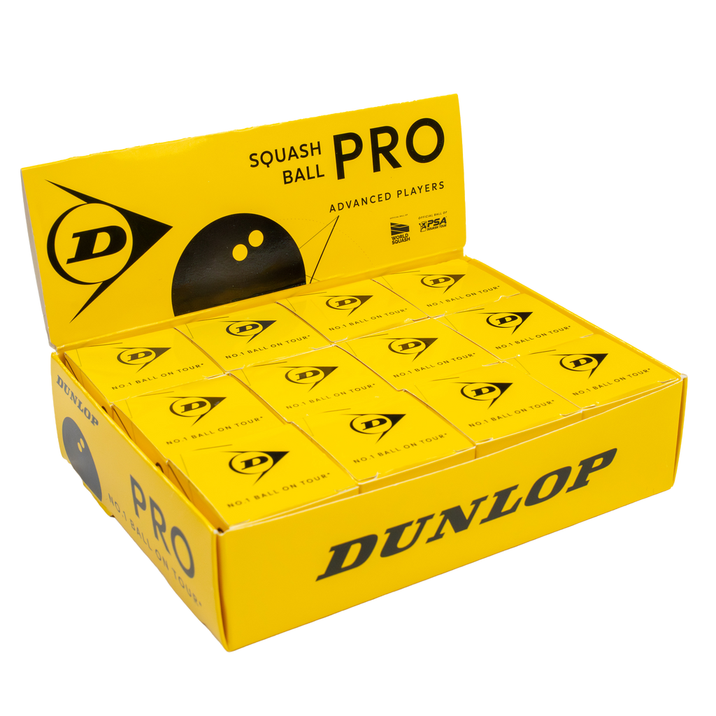 Dunlop Pro Squash Ball - 1 Dozen Double Yellow Dot