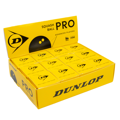Dunlop Pro Squash Ball - 1 Dozen Double Yellow Dot