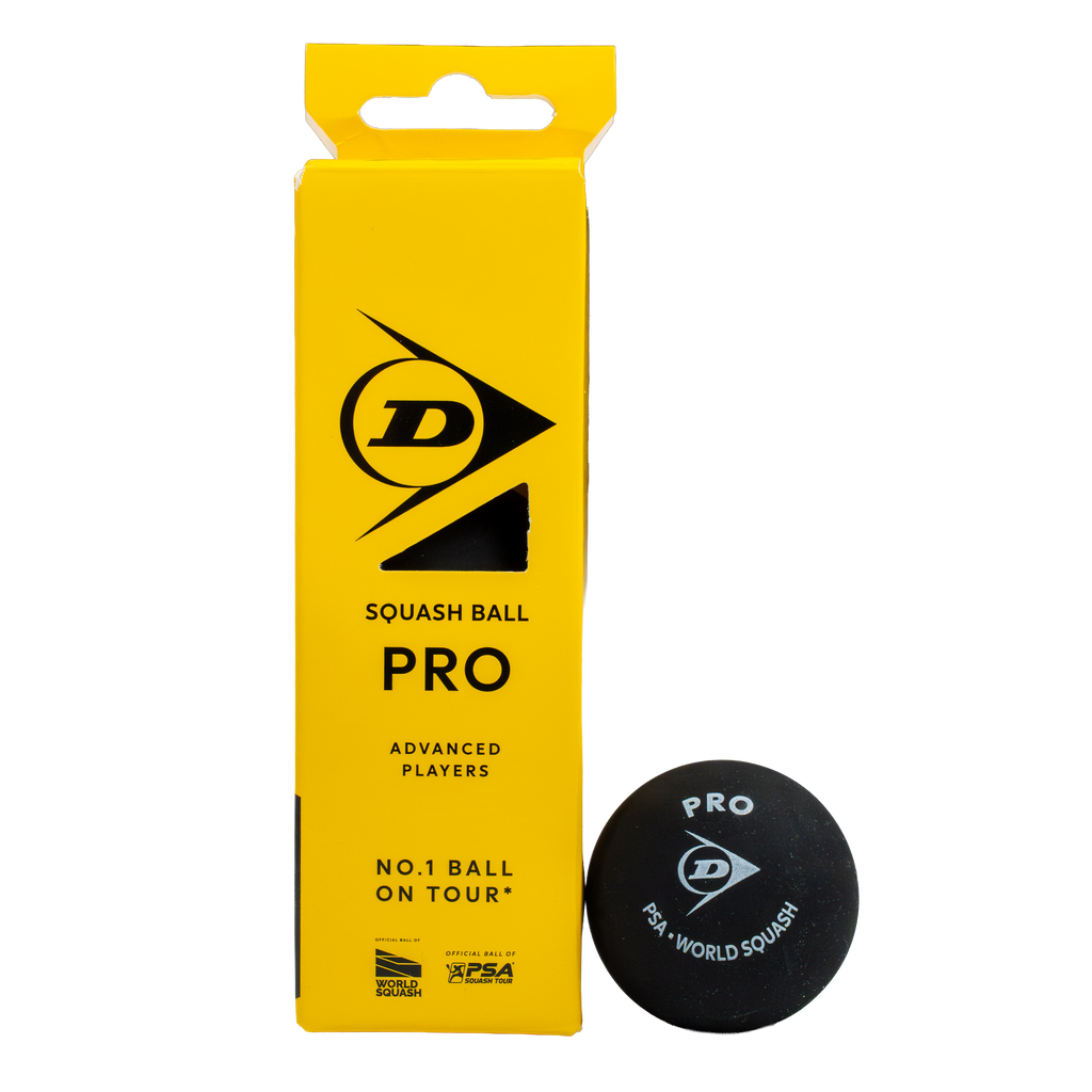 Dunlop Pro Squash Ball - 3 Ball Tube - Double Yellow Dot
