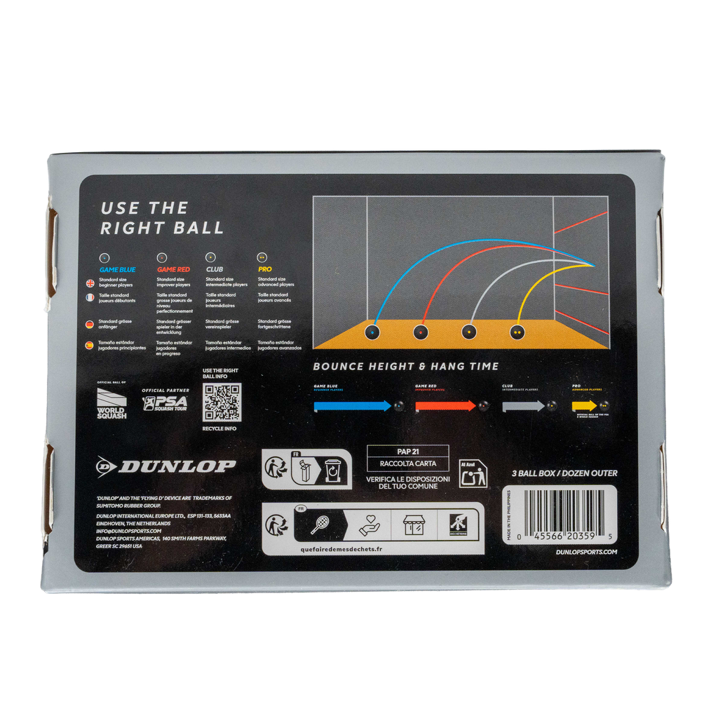 Dunlop CLUB Squash Ball - 1 Dozen. Single Yellow Dot