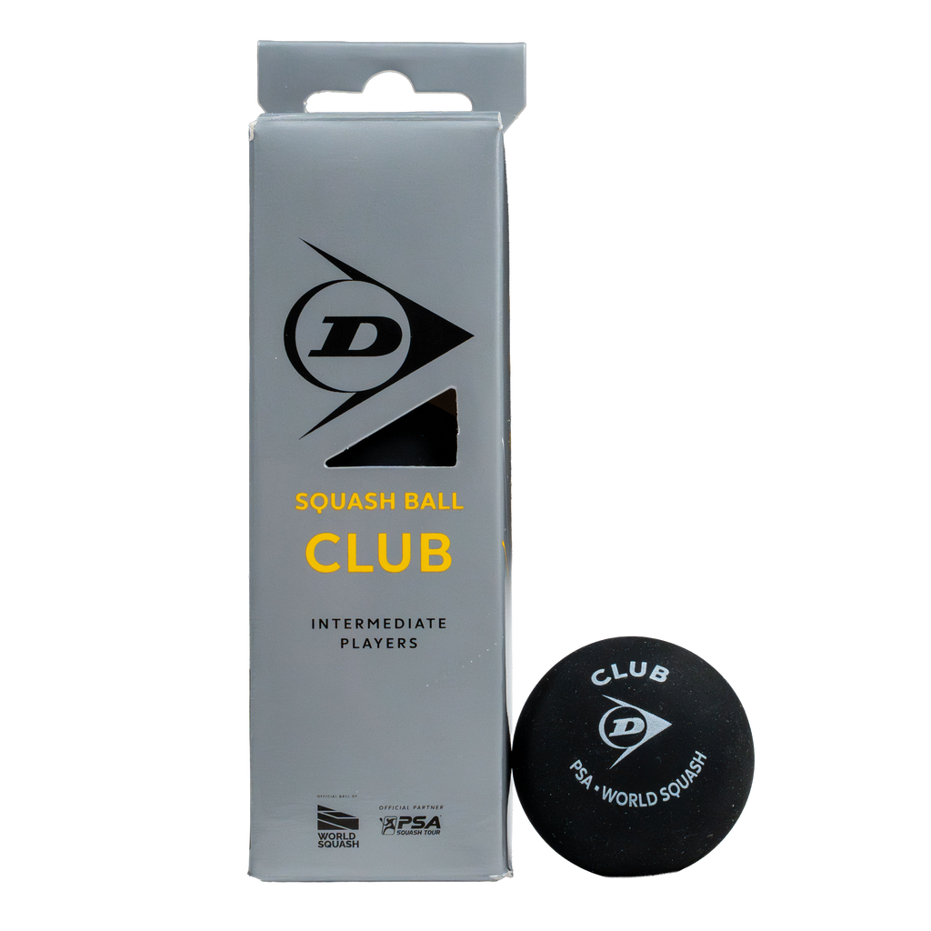 Dunlop CLUB Squash Ball - 3 Ball Tube. Single Yellow Dot
