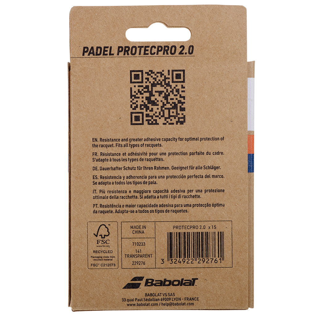 Babolat Protecpro 2.0 Protection Tape - 15 Pack Clear
