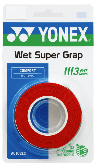 Yonex AC102EX Super Grap Overgrips Pack Of 3 Wine Red