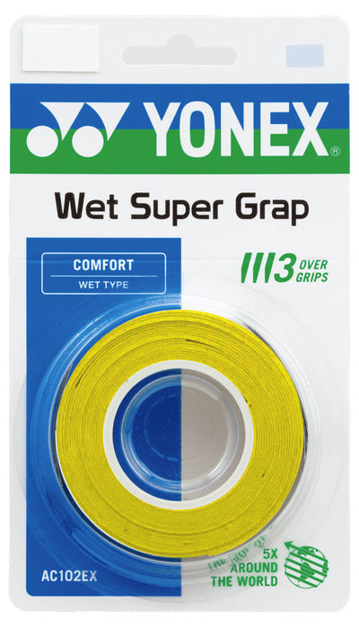 Yonex AC102EX Super Grap Overgrips Pack Of 3 Yellow