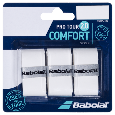 Babolat Pro Tour 2.0 Comfort Overgrips 3 Pack - White