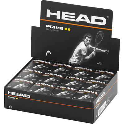 HEAD Prime Squash Balls Double Yellow Dot - 1 Dozen