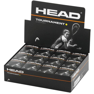 HEAD Tournament Squash Balls Single Yellow Dot - 1 Dozen