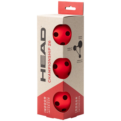 Head Championship 26 Indoor Pickleball Balls - 3 Pack Red