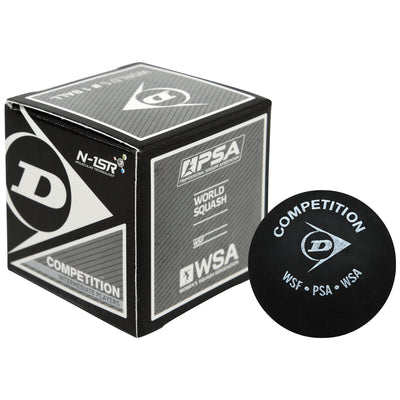 Dunlop Competition Squash Ball - 1 Ball, Single Yellow Dot