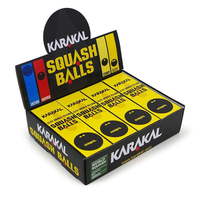 Karakal Double Yellow Dot Squash Balls - 1 Dozen