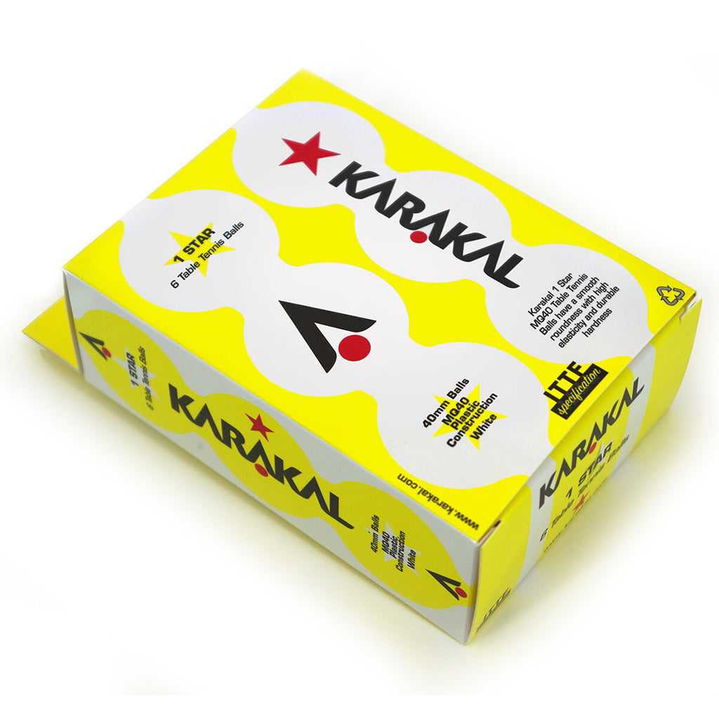 Karakal 1 Star Table Tennis Balls Pack Of 6 - White