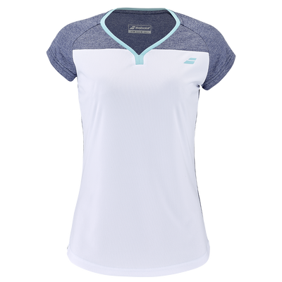 Babolat Women's Play Cap Sleeve Top White Blue Heather