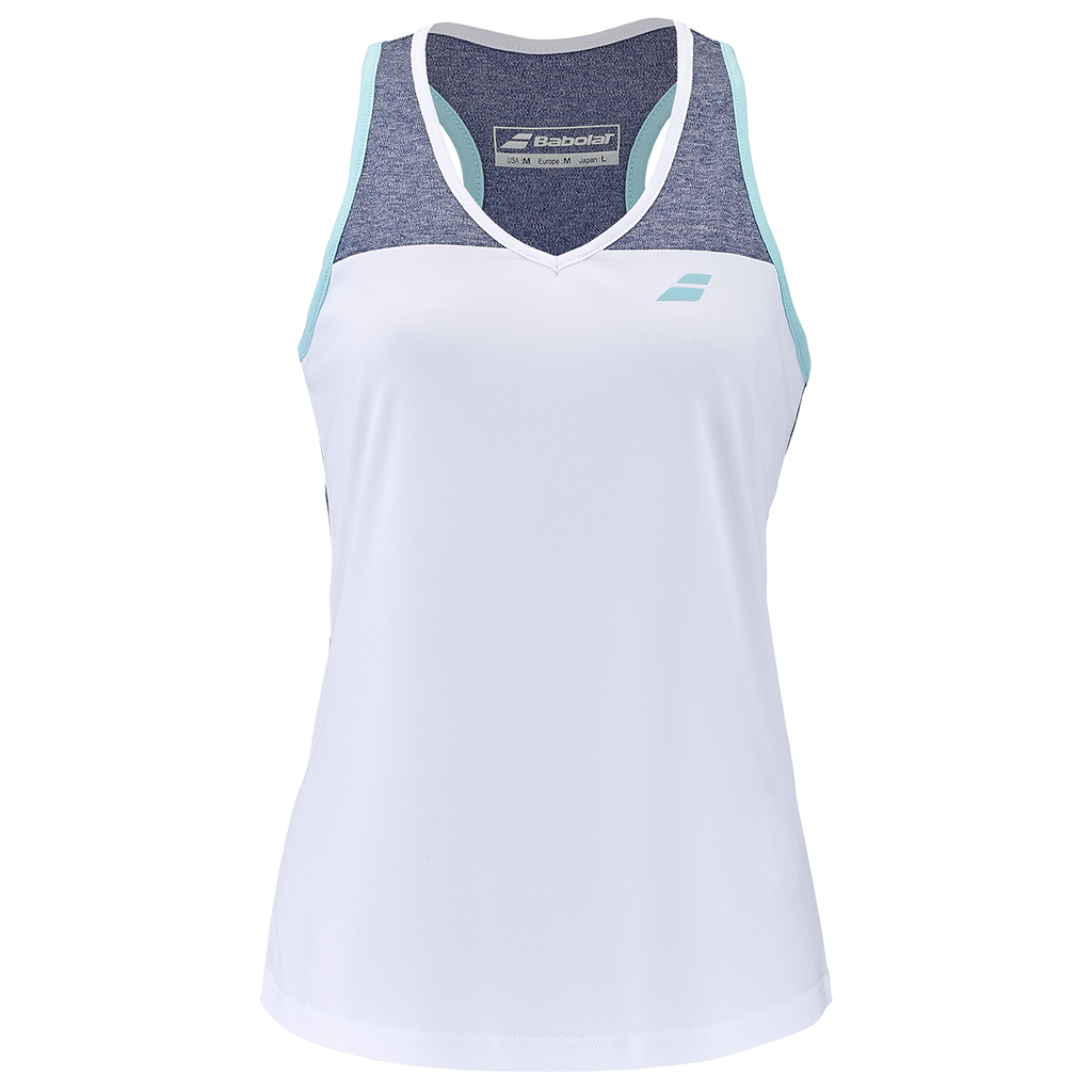 Babolat Women's Play Tank Top White Blue Heather