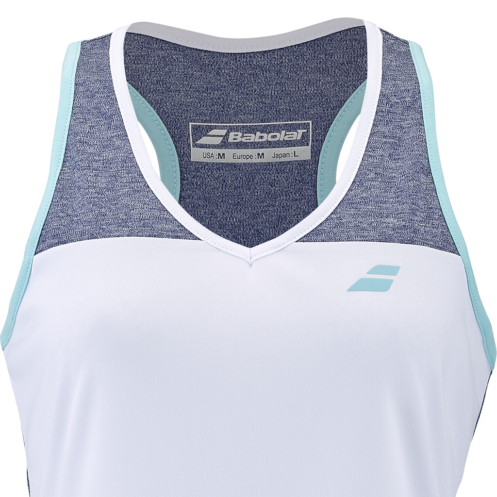 Babolat Women's Play Tank Top White Blue Heather