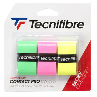 Tecnifibre Contact Pro Overgrip Pink/Yellow/Green - Pack of 3