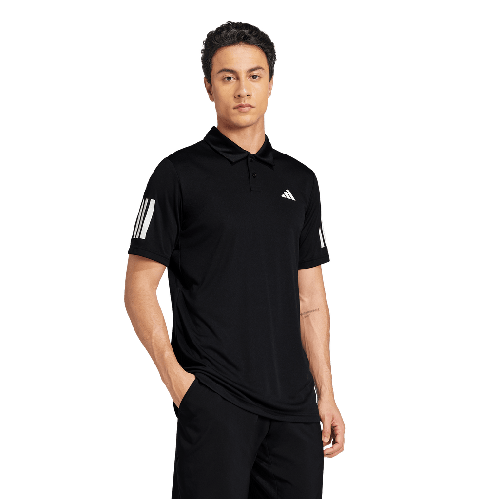 Adidas Men's Club 3 Stripe Polo - Black